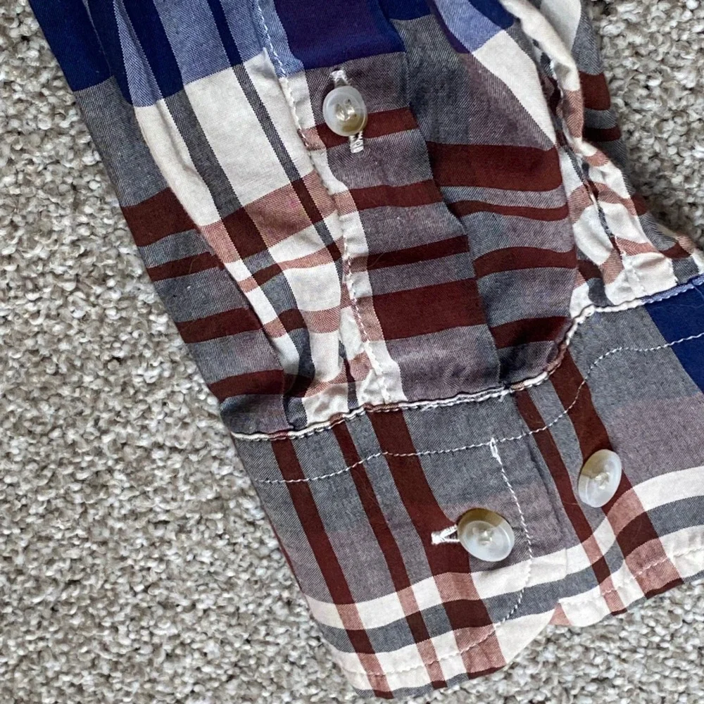 Banana Republic Button Down Shirt Mens Large Multicolor Excellent Untucked Plaid